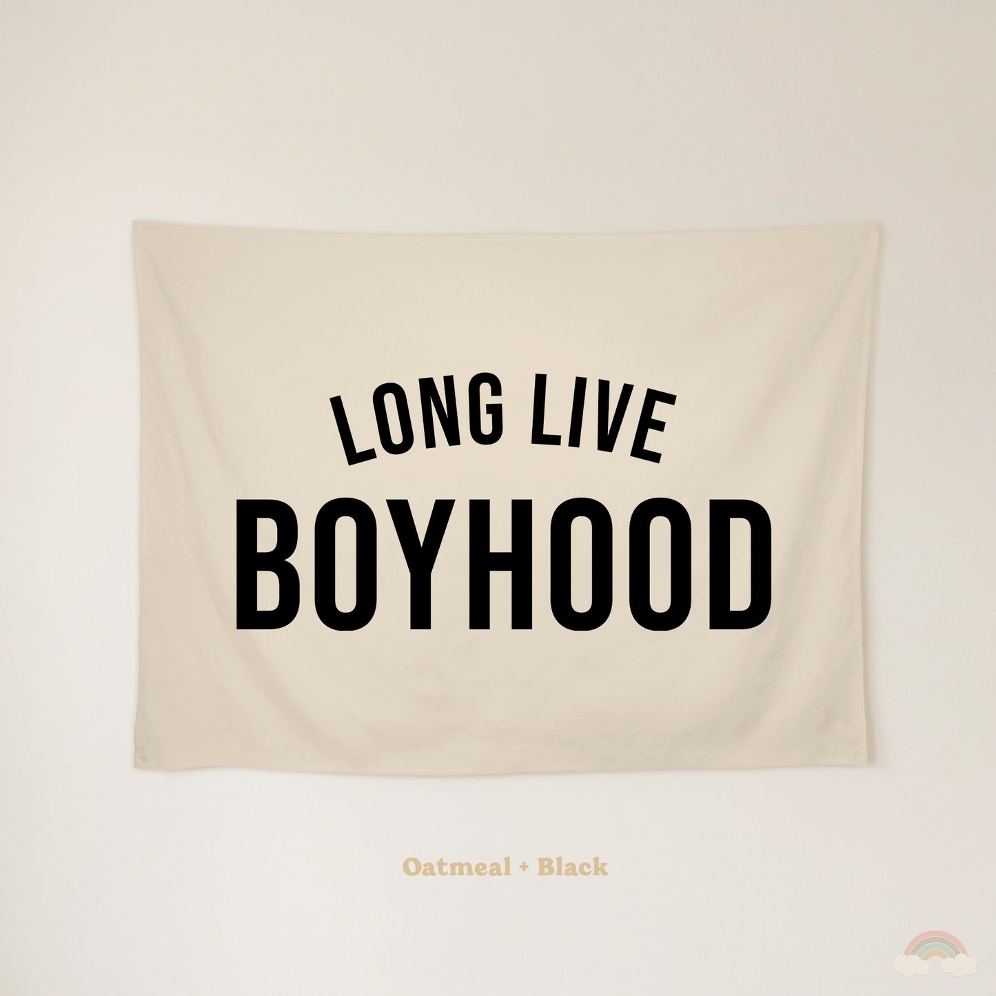 Long Live Boyhood Banner | Boys Room Decor Wall Flag for Nursery or Playroom