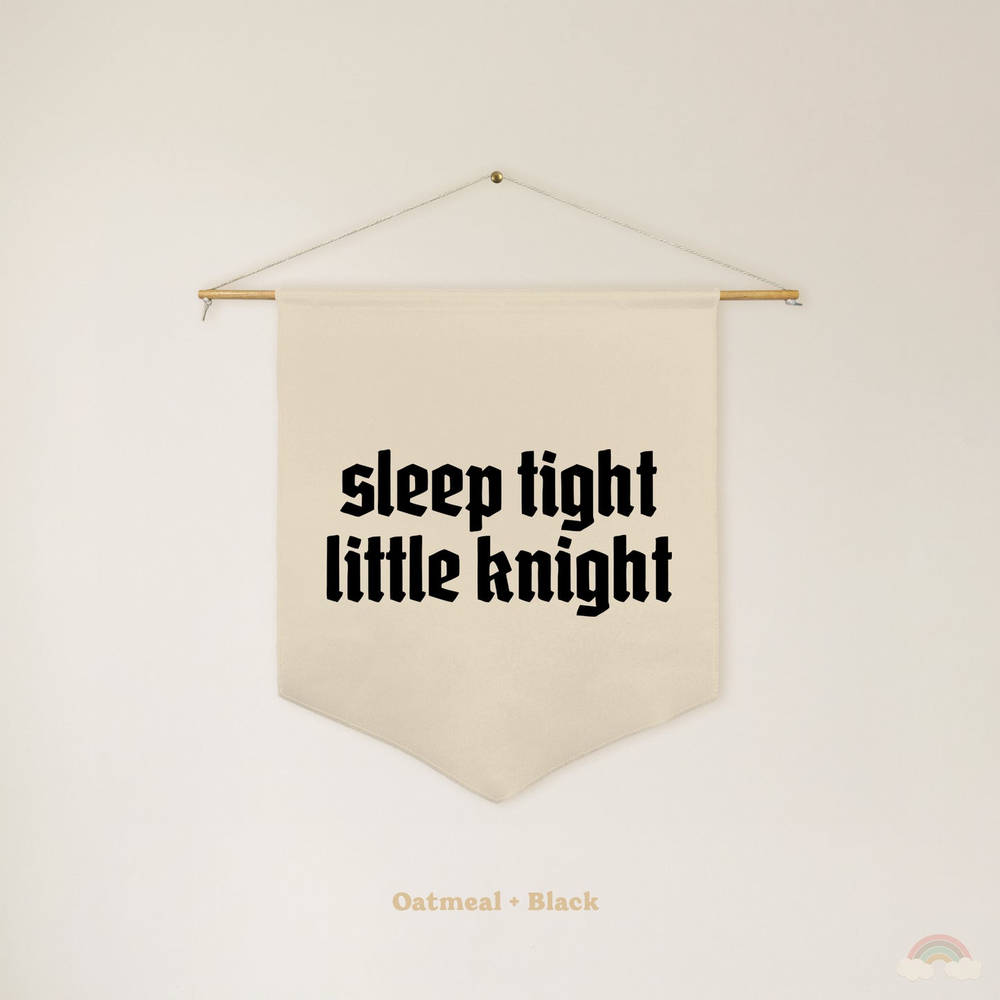 Sleep Tight Little Knight Pennant | Boys Room Decor Wall Flag for Nursery or Playroom