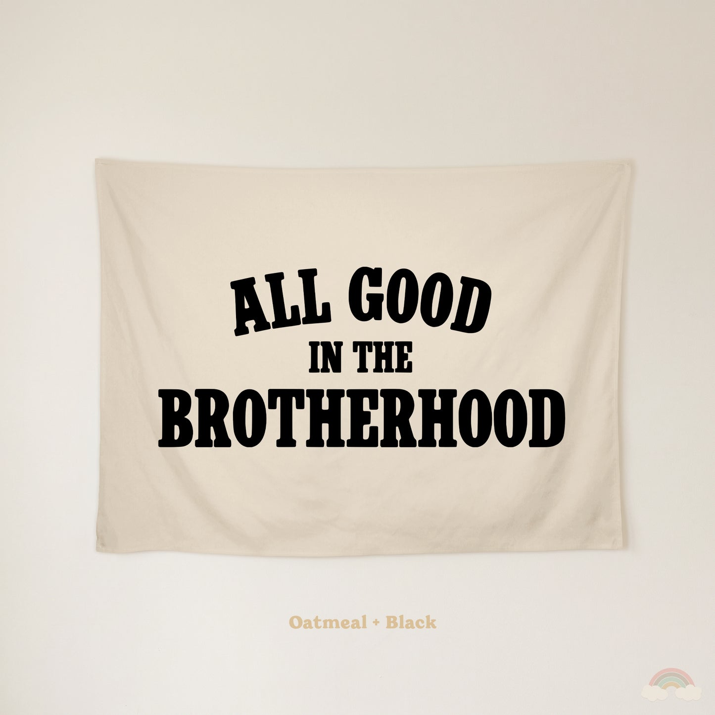 All Good in the Brotherhood Banner | Boys Room Decor Wall Flag for Bedroom or Playroom