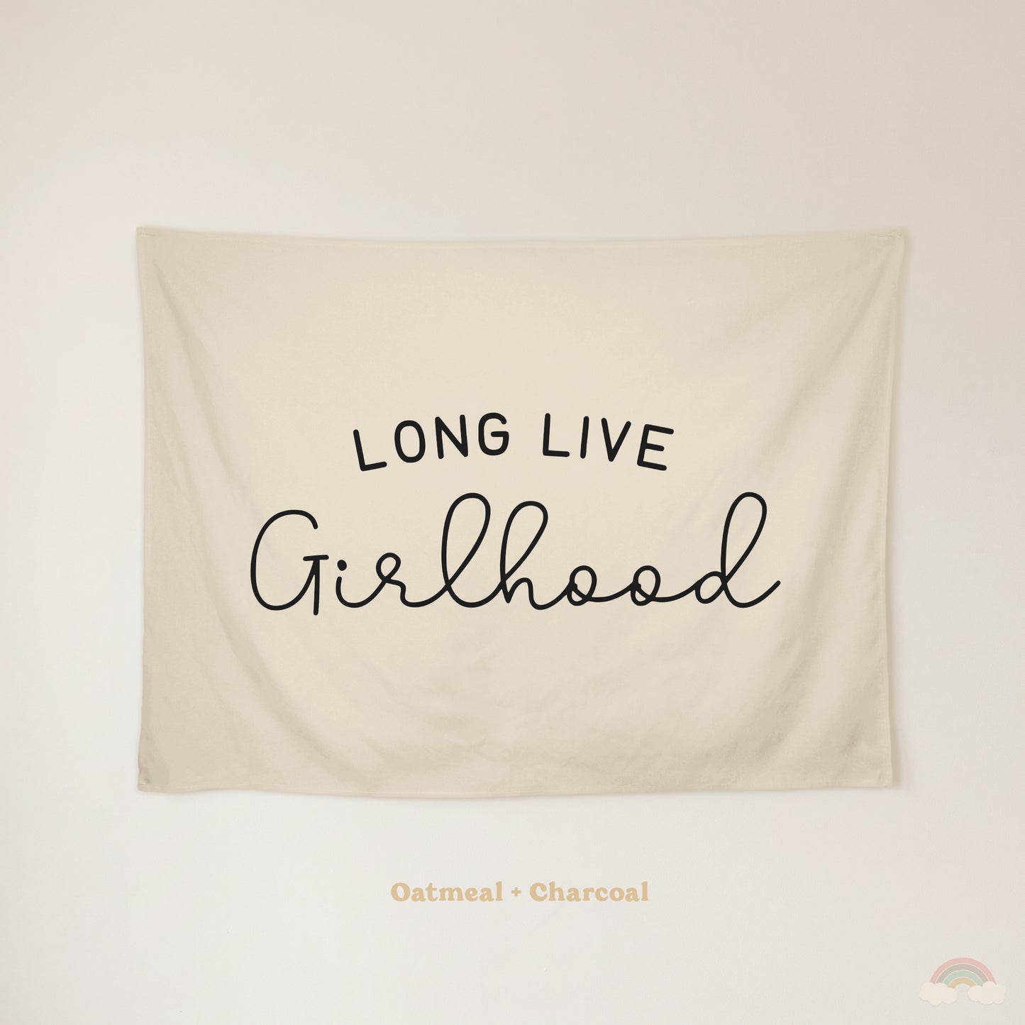 Long Live Girlhood Banner | Girls Room Decor Wall Flag for Nursery or Playroom