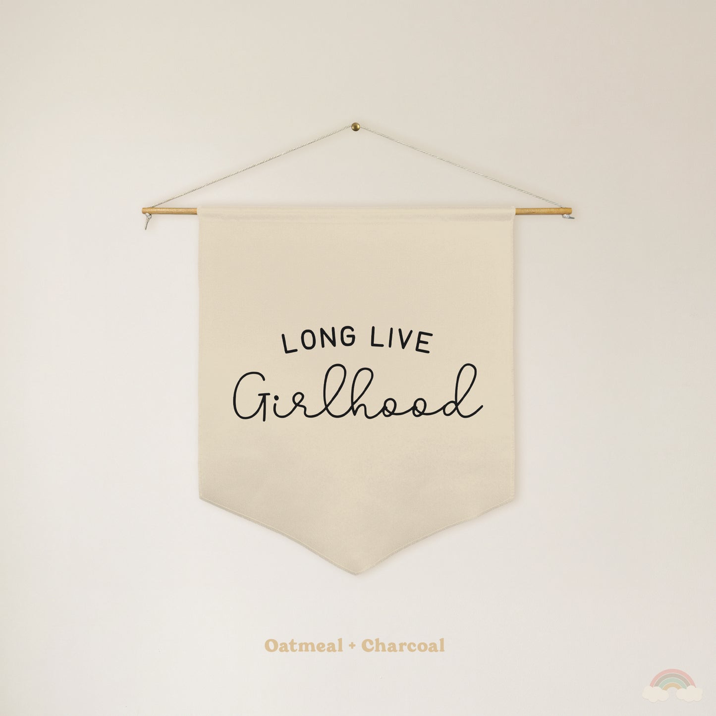 Long Live Girlhood Pennant | Girls Room Decor Hanging Wall Pennant for Nursery or Playroom