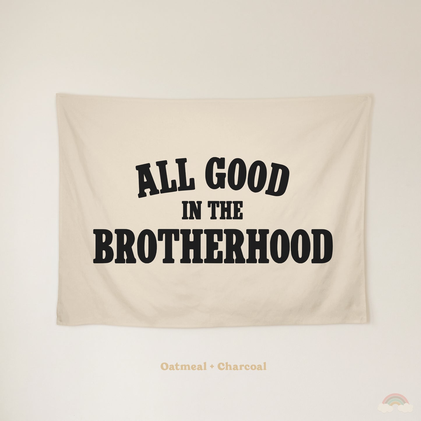 All Good in the Brotherhood Banner | Boys Room Decor Wall Flag for Bedroom or Playroom