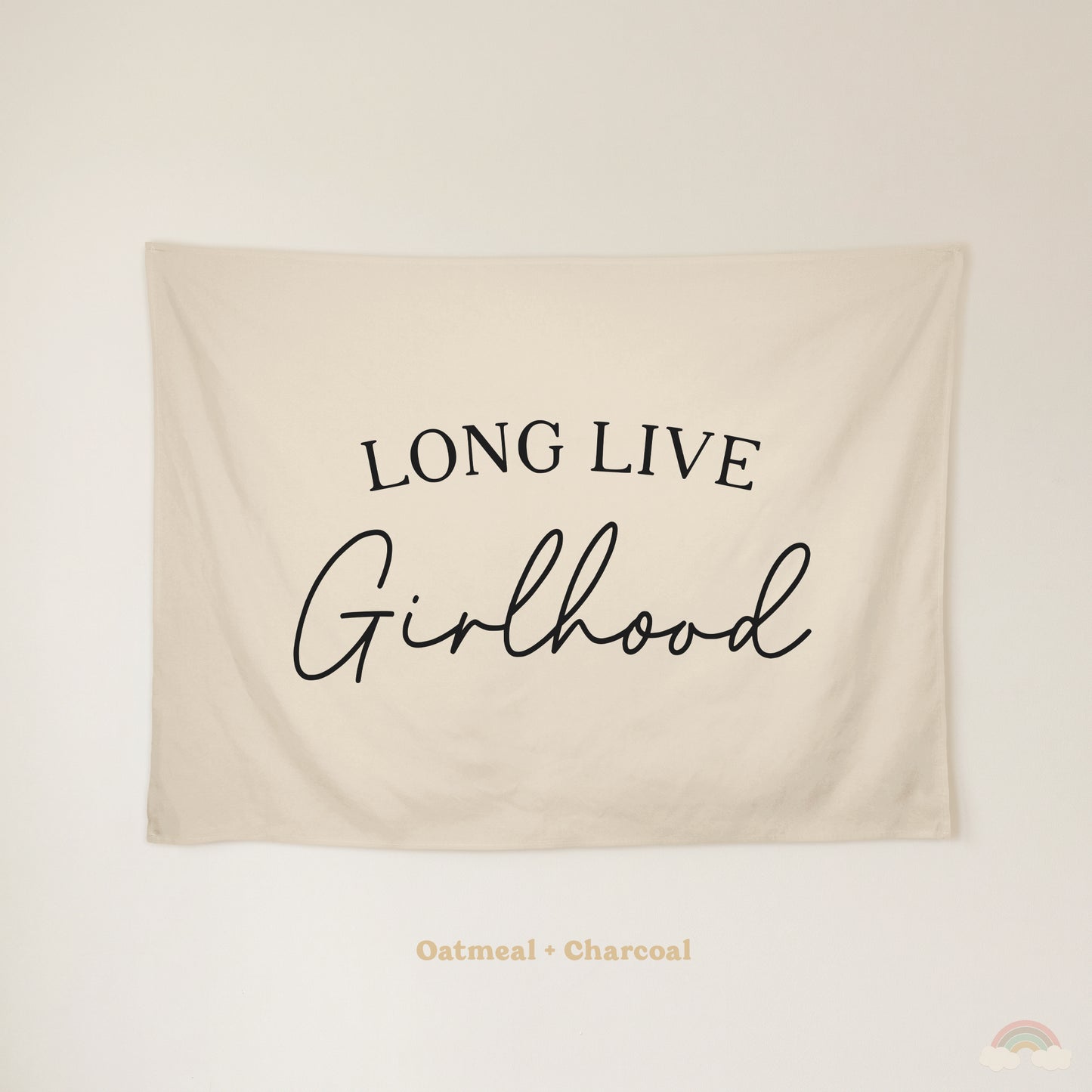 Long Live Girlhood Banner | Girls Room Decor Wall Flag for Nursery or Playroom