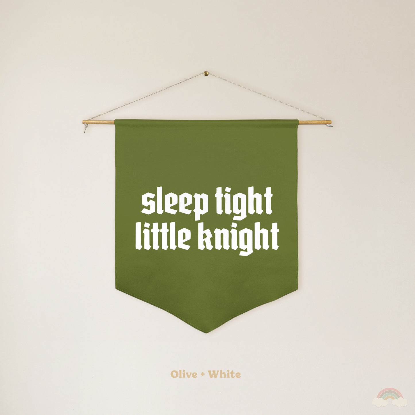 Sleep Tight Little Knight Pennant | Boys Room Decor Wall Flag for Nursery or Playroom
