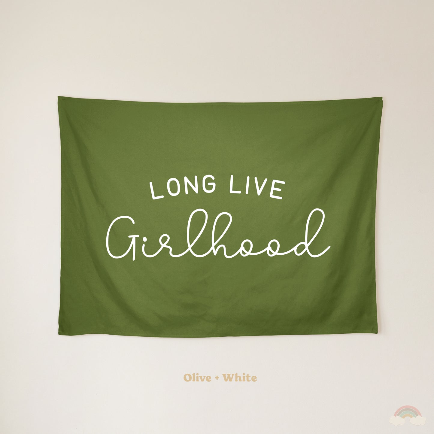 Long Live Girlhood Banner | Girls Room Decor Wall Flag for Nursery or Playroom