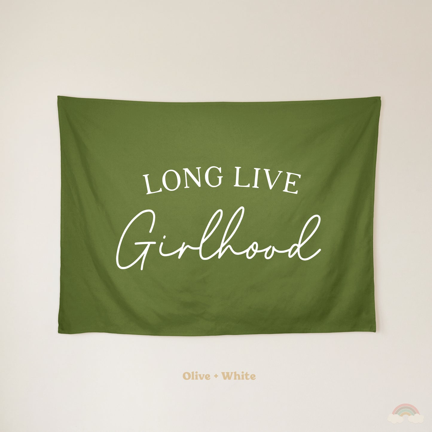 Long Live Girlhood Banner | Girls Room Decor Wall Flag for Nursery or Playroom