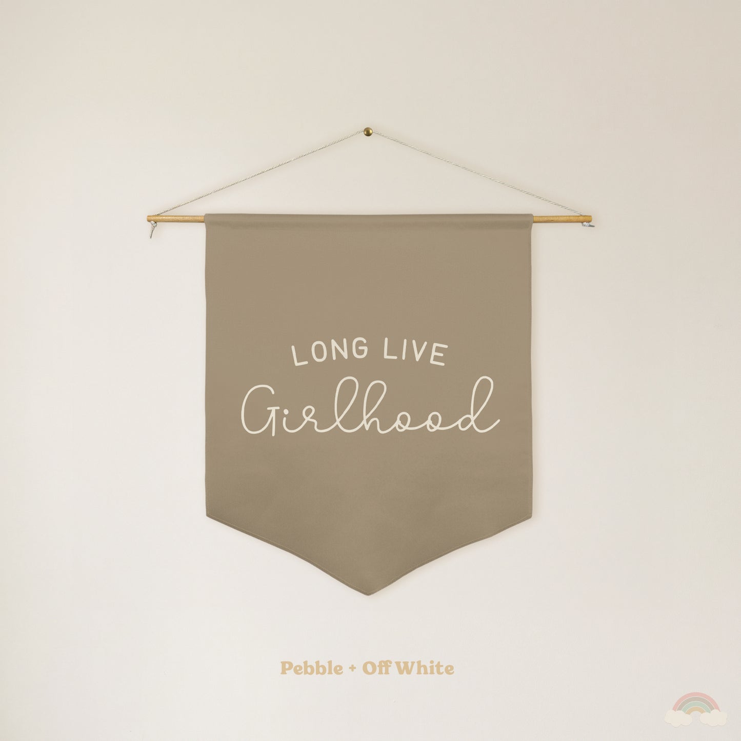 Long Live Girlhood Pennant | Girls Room Decor Hanging Wall Pennant for Nursery or Playroom