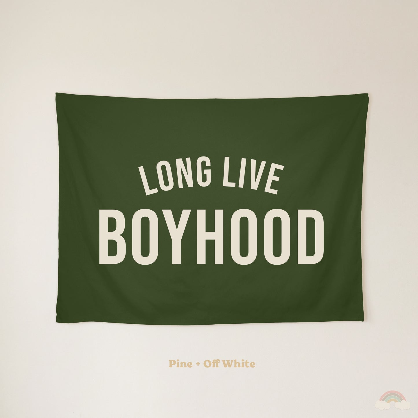 Long Live Boyhood Banner | Boys Room Decor Wall Flag for Nursery or Playroom