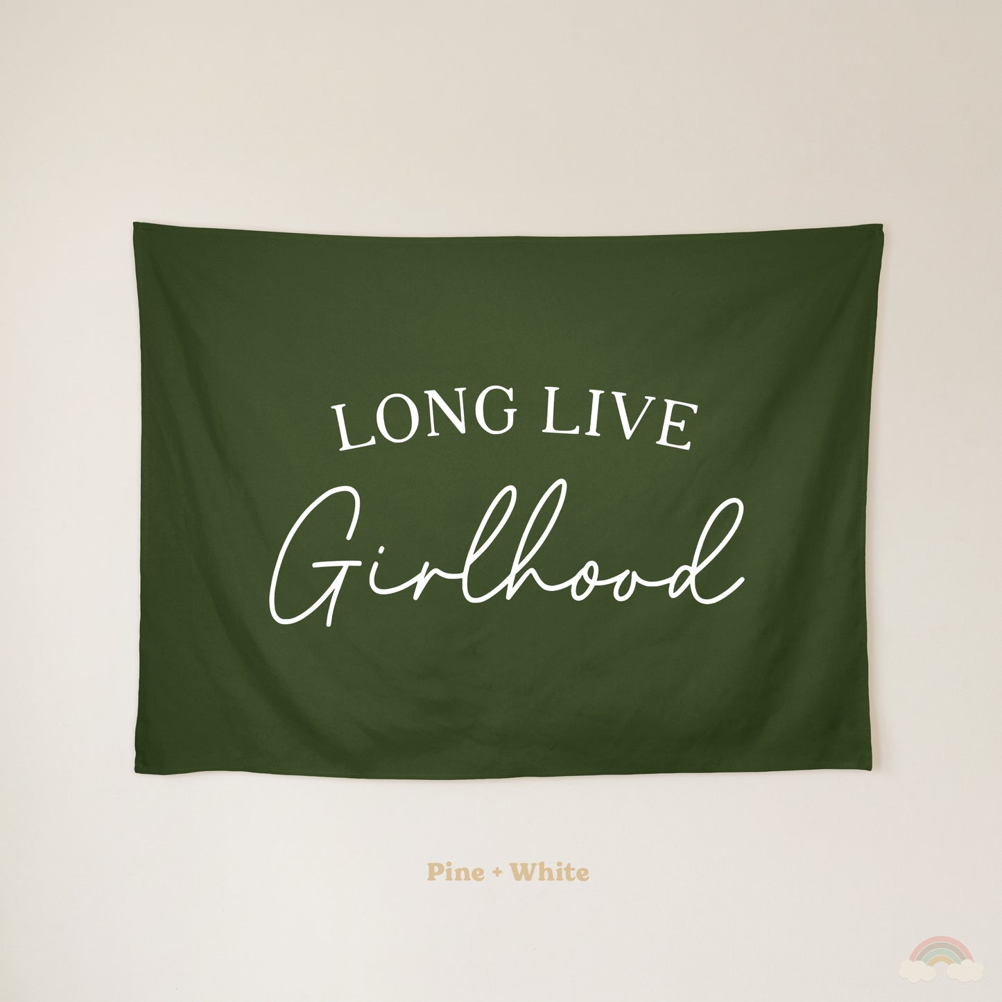 Long Live Girlhood Banner | Girls Room Decor Wall Flag for Nursery or Playroom