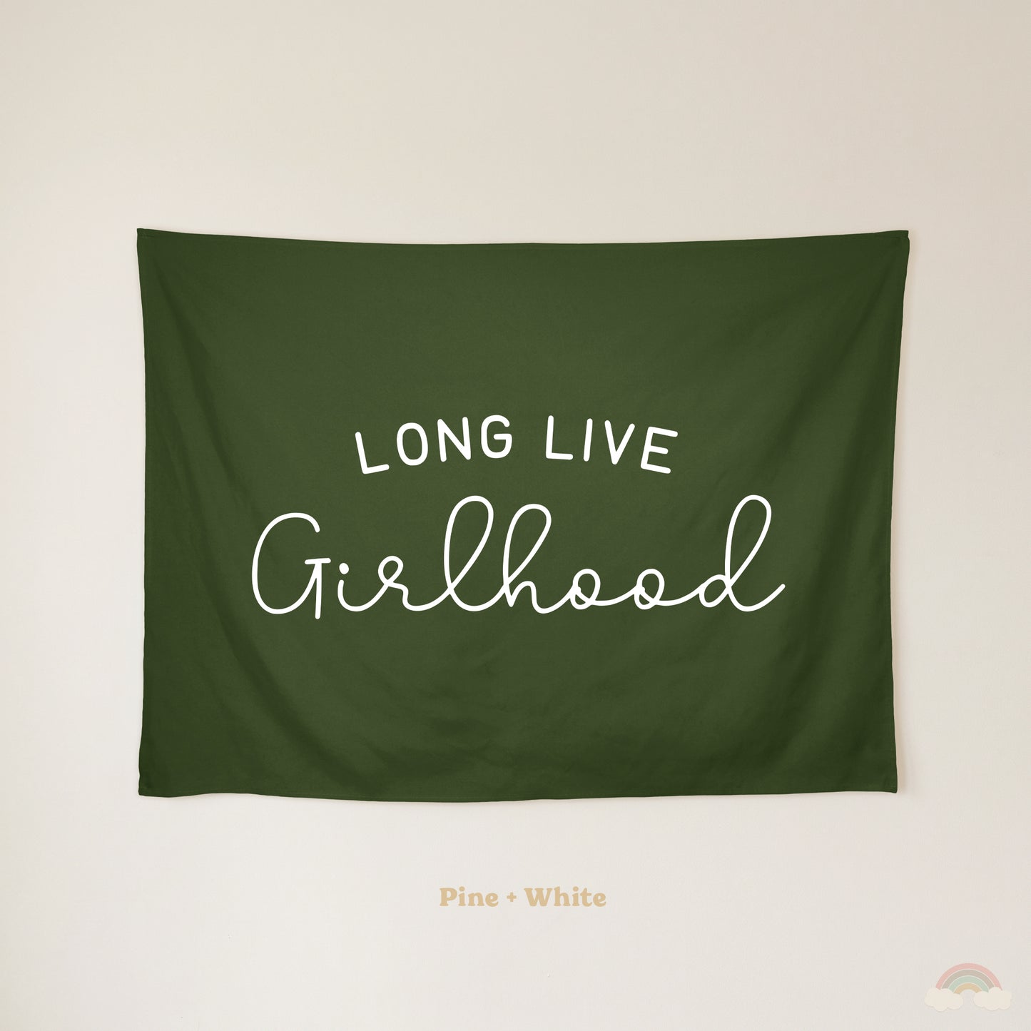 Long Live Girlhood Banner | Girls Room Decor Wall Flag for Nursery or Playroom