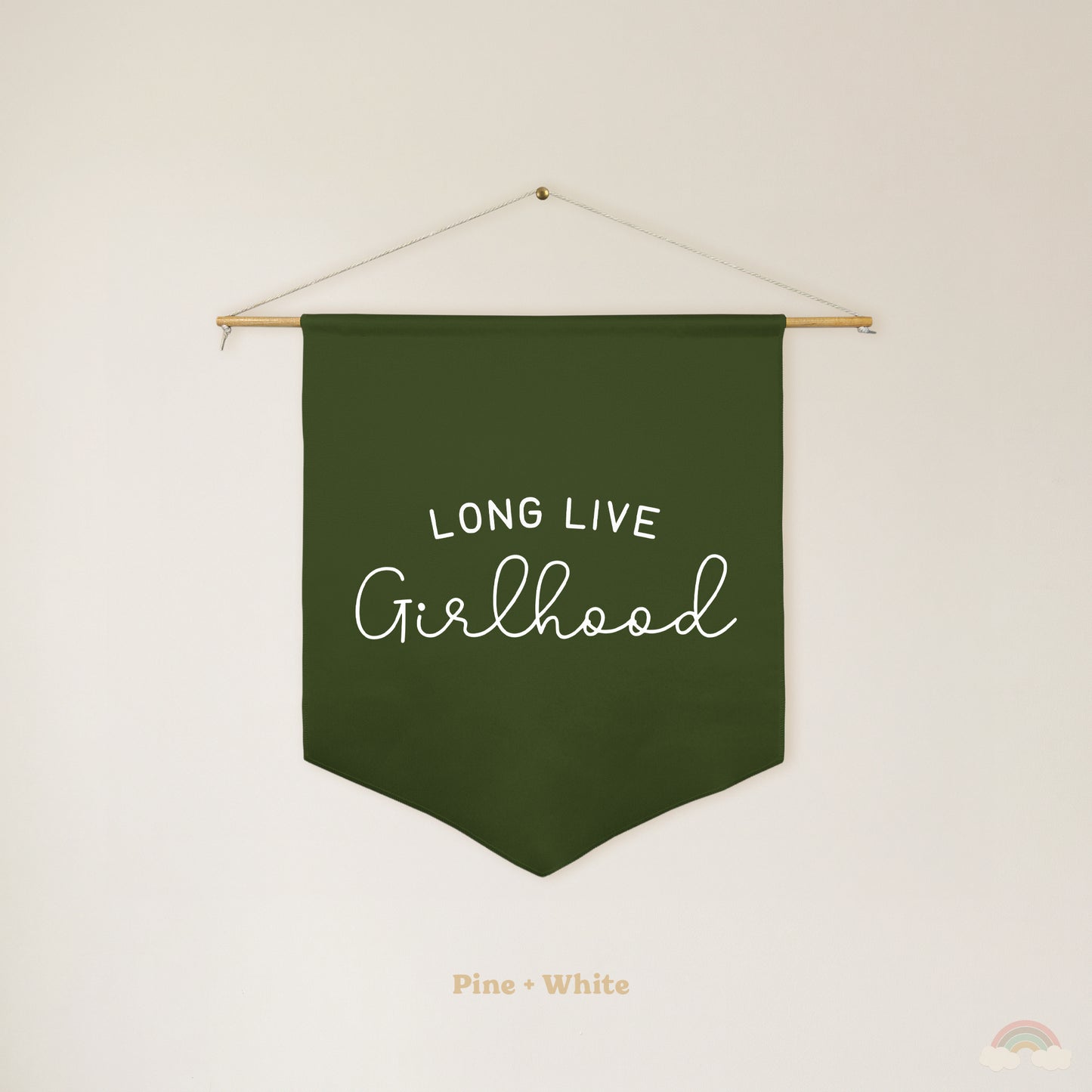 Long Live Girlhood Pennant | Girls Room Decor Hanging Wall Pennant for Nursery or Playroom