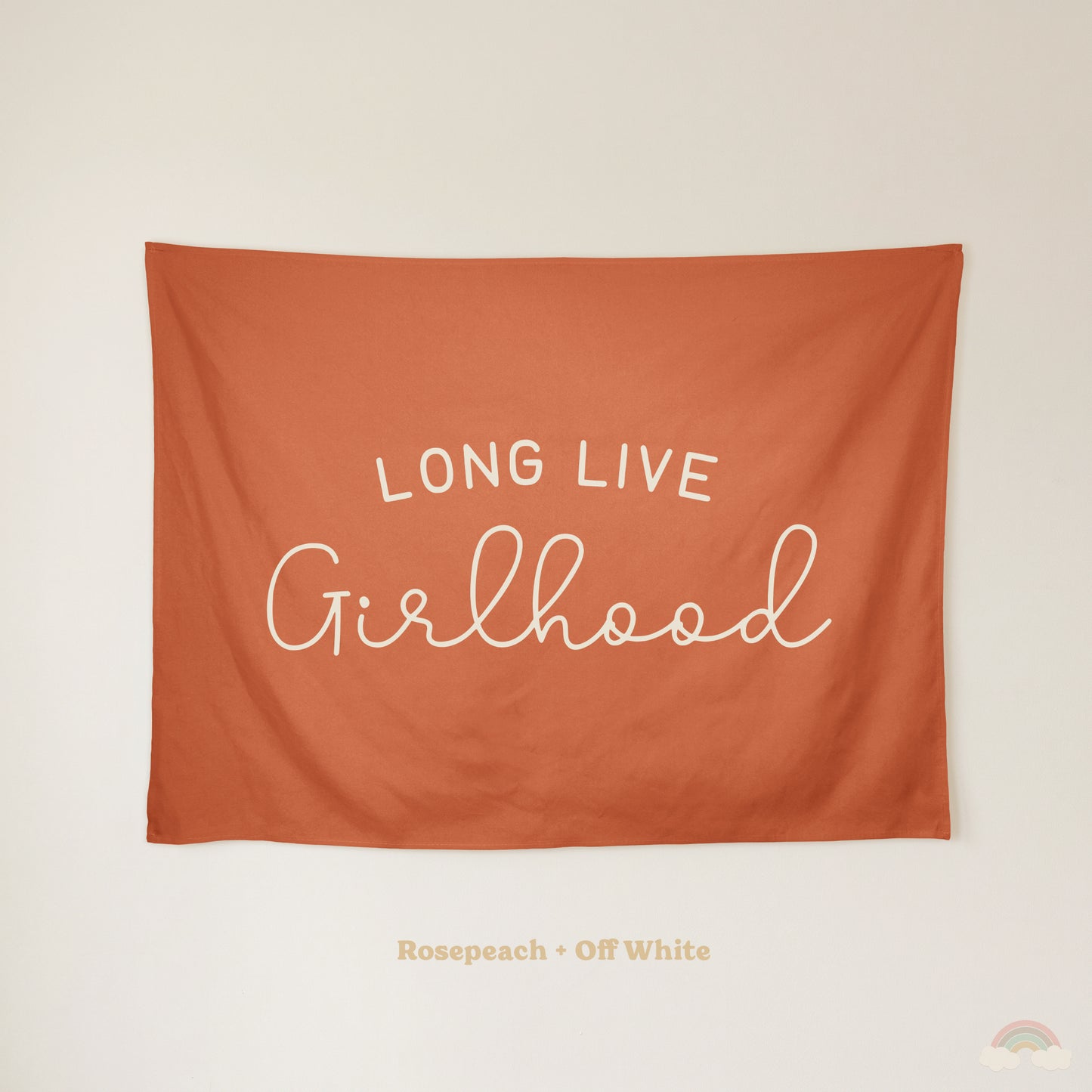 Long Live Girlhood Banner | Girls Room Decor Wall Flag for Nursery or Playroom