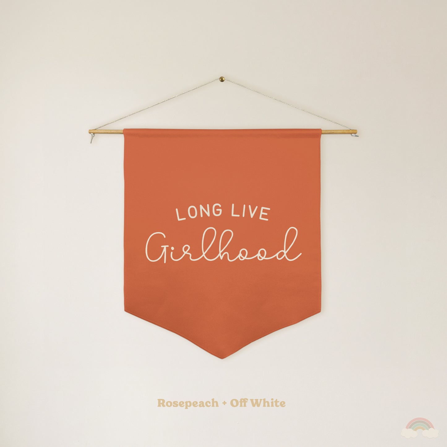 Long Live Girlhood Pennant | Girls Room Decor Hanging Wall Pennant for Nursery or Playroom