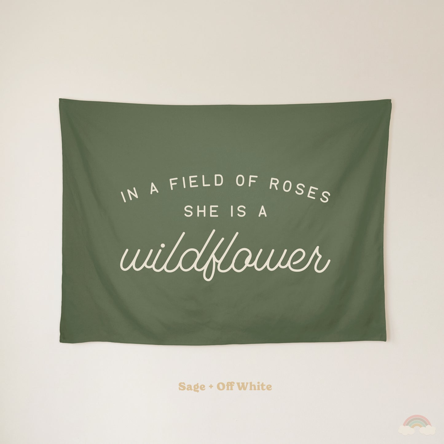 Wildflower Banner | Girls Room Decor Wall Flag for Nursery or Playroom