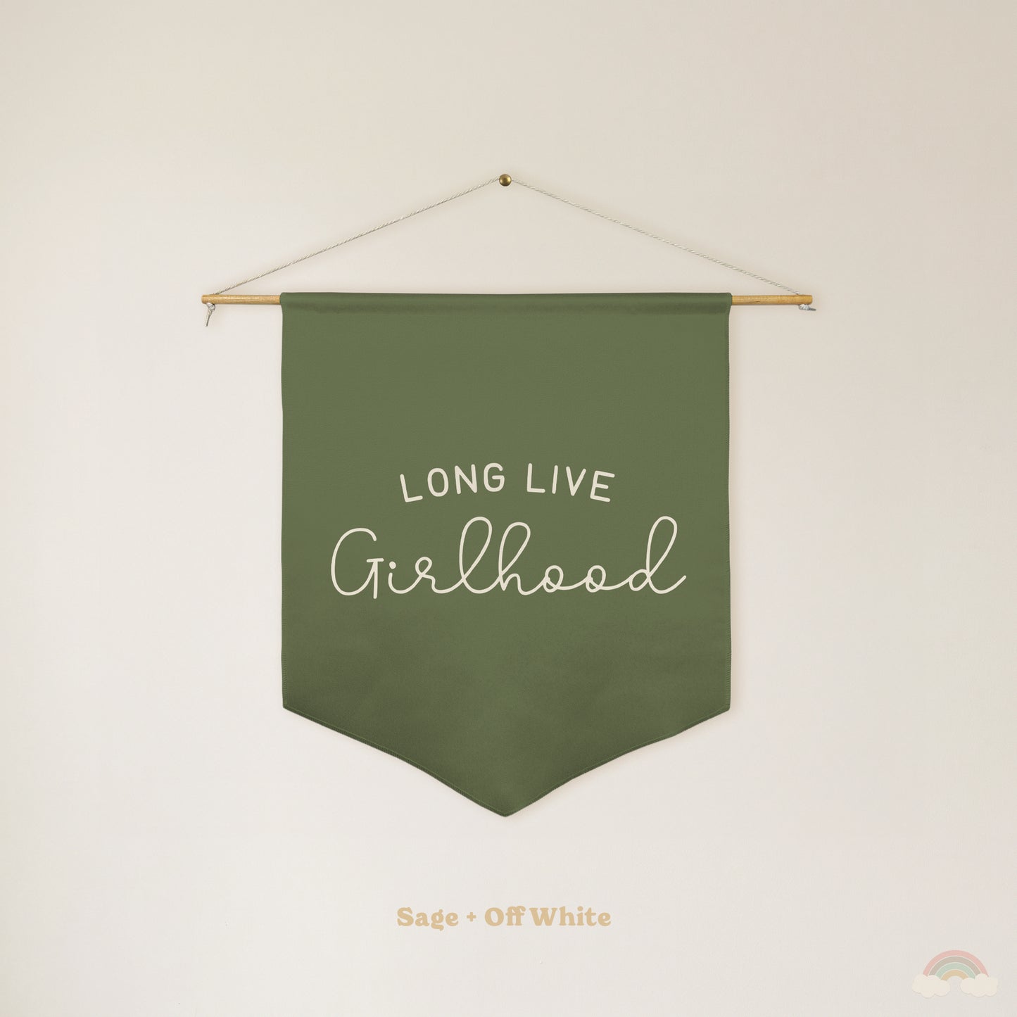 Long Live Girlhood Pennant | Girls Room Decor Hanging Wall Pennant for Nursery or Playroom
