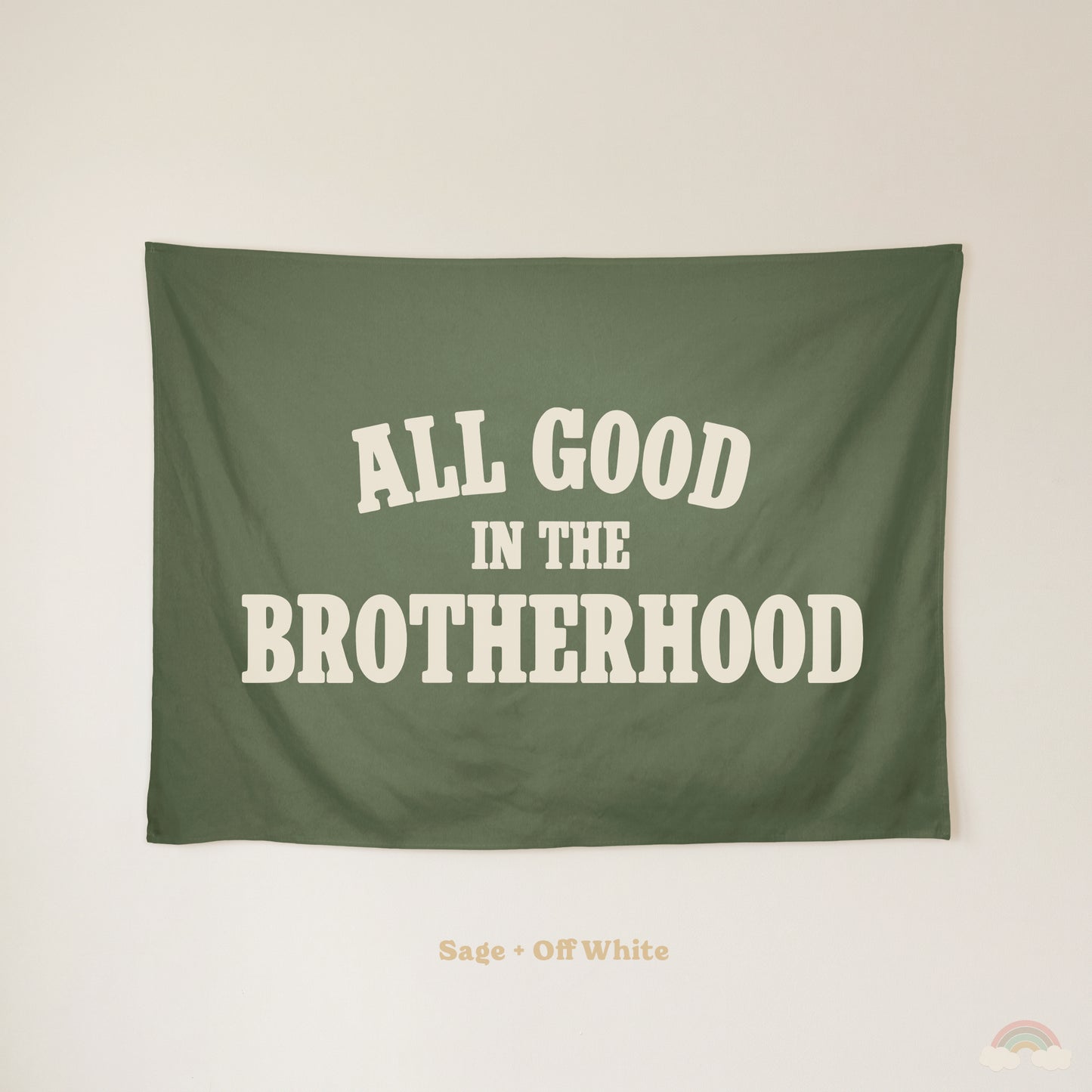 All Good in the Brotherhood Banner | Boys Room Decor Wall Flag for Bedroom or Playroom