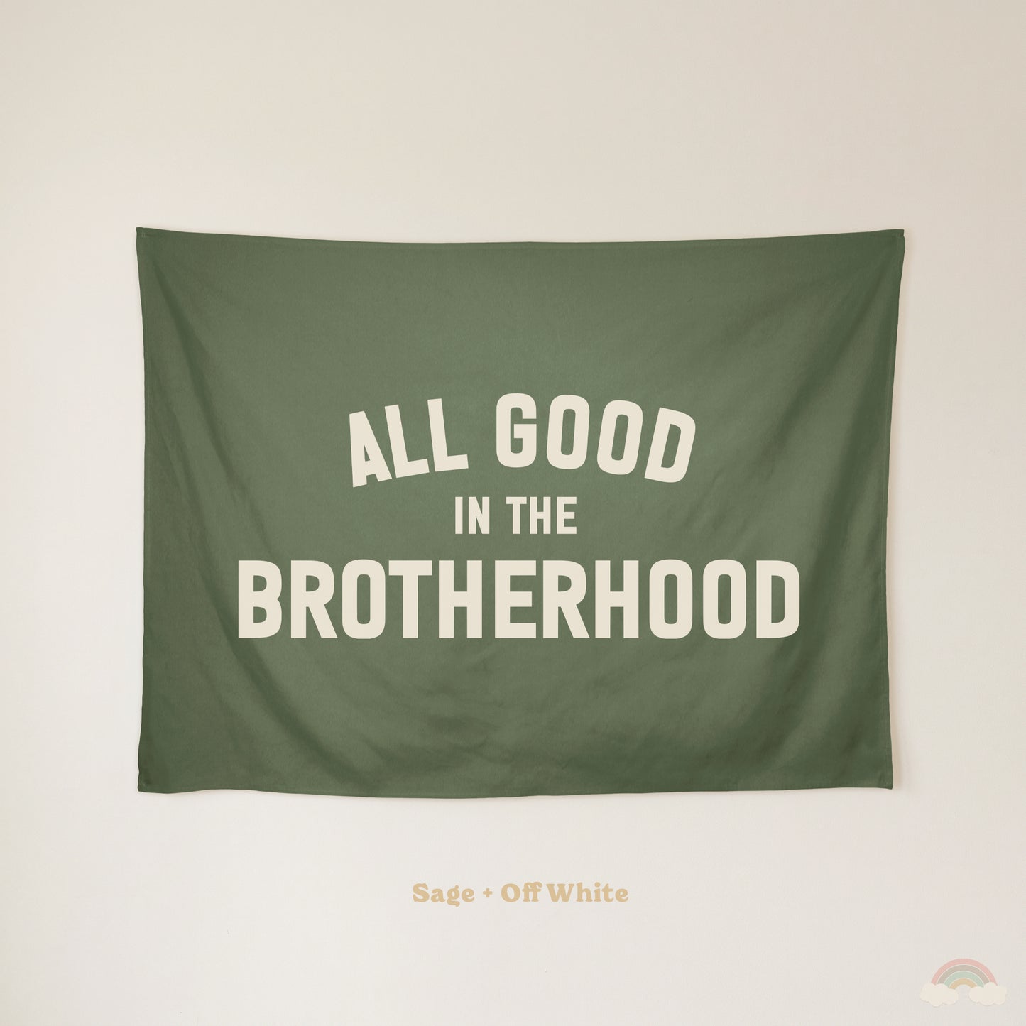 All Good in the Brotherhood Banner | Boys Room Decor Wall Flag for Bedroom or Playroom