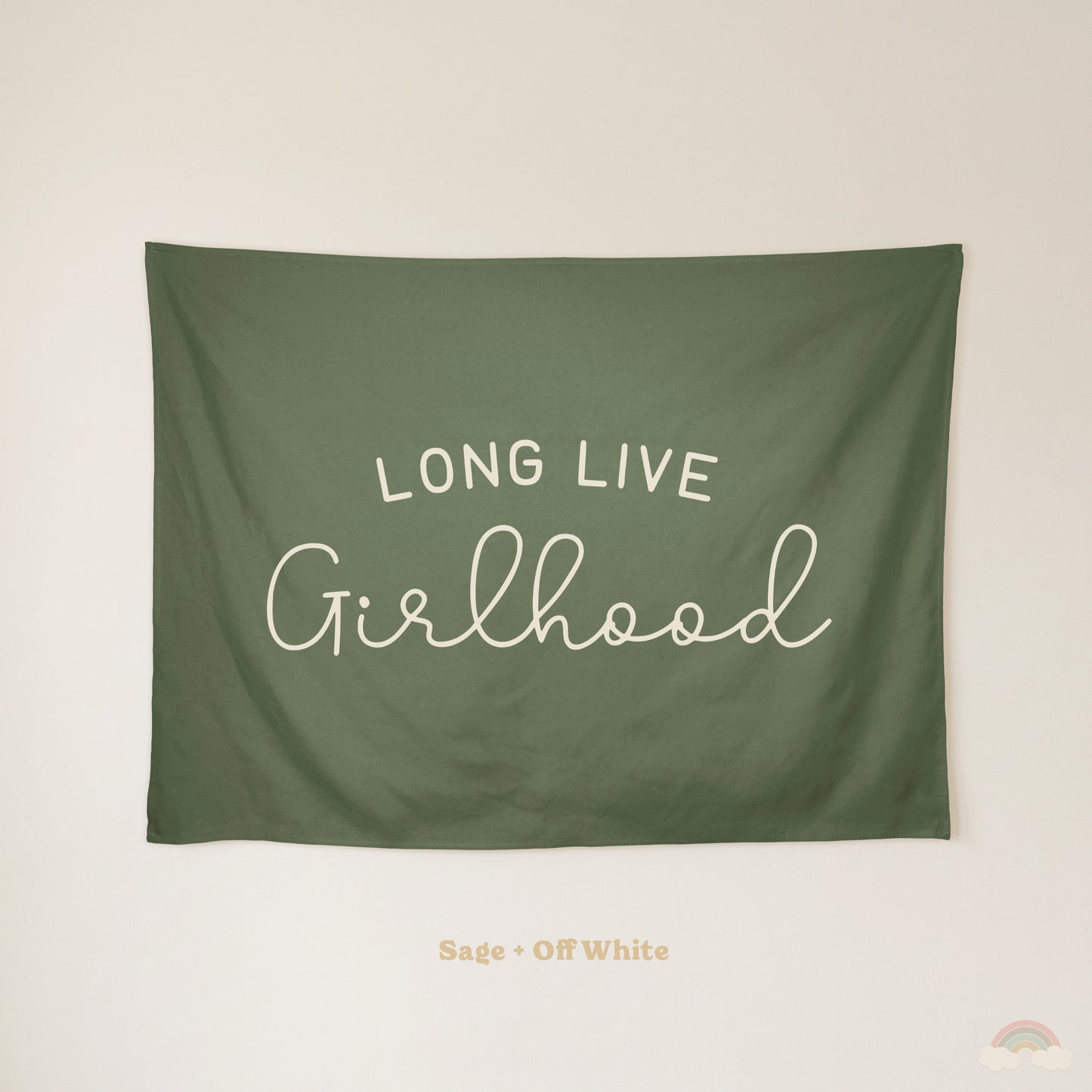Long Live Girlhood Banner | Girls Room Decor Wall Flag for Nursery or Playroom