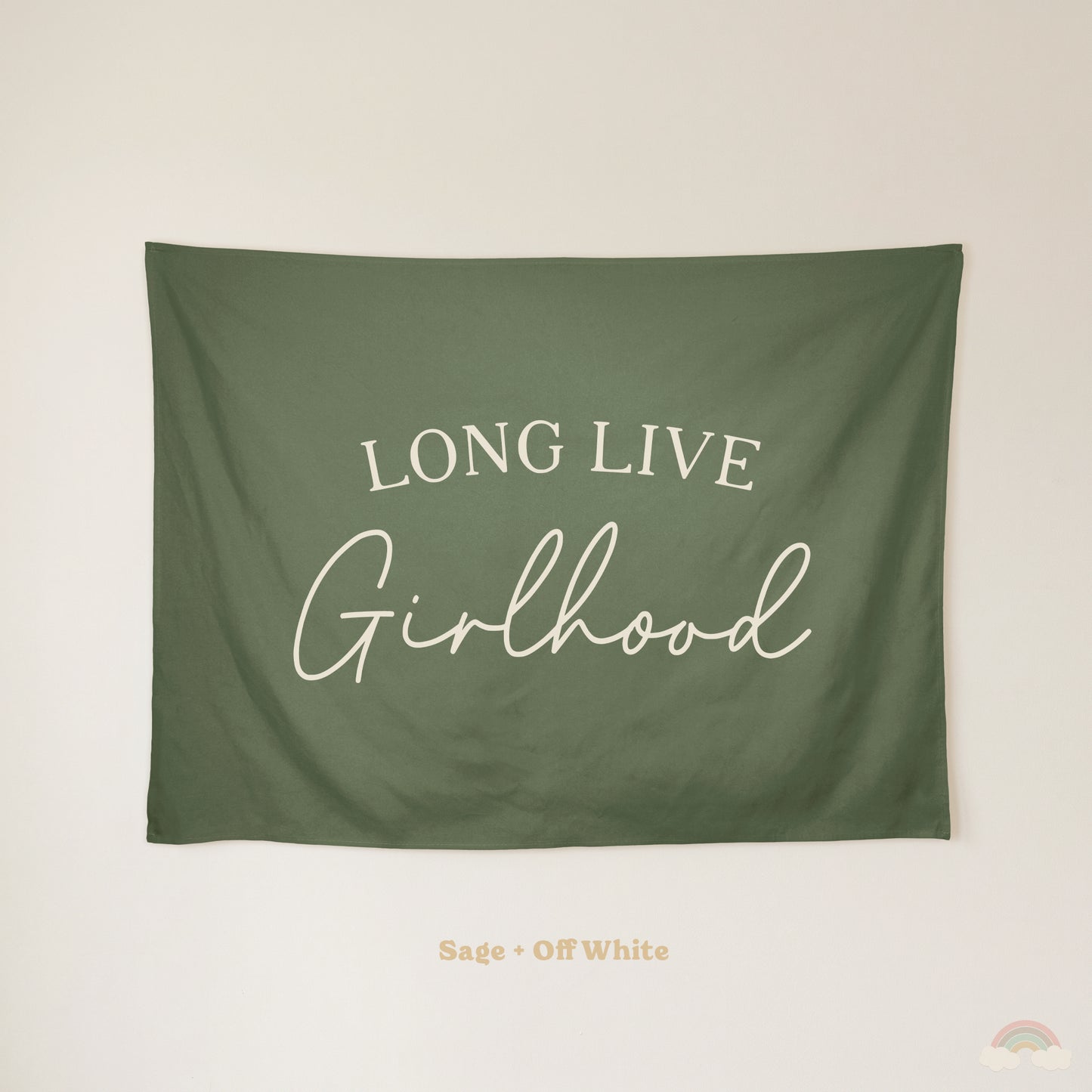 Long Live Girlhood Banner | Girls Room Decor Wall Flag for Nursery or Playroom