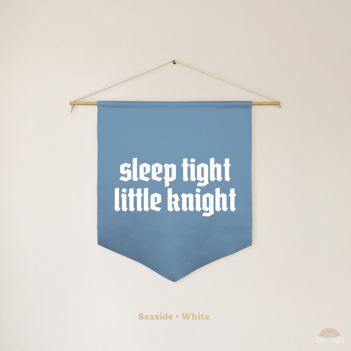 Sleep Tight Little Knight Pennant | Boys Room Decor Wall Flag for Nursery or Playroom