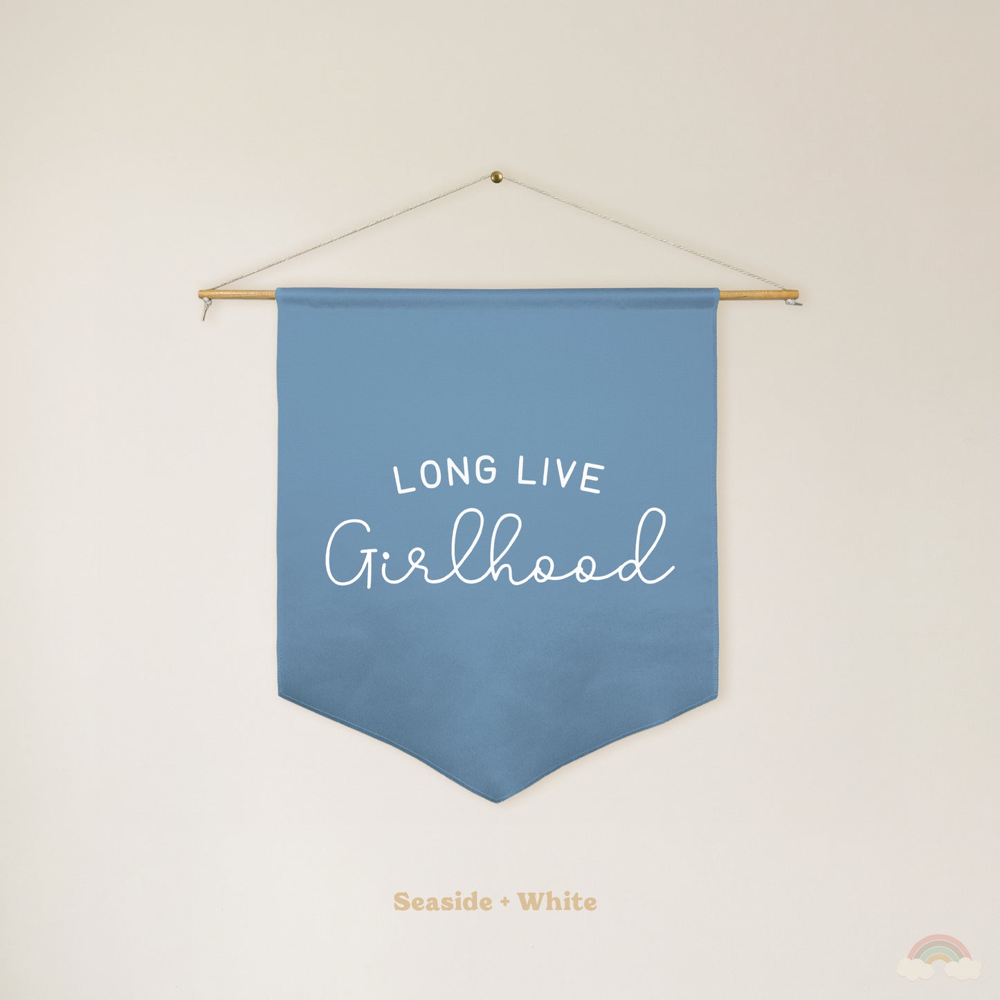 Long Live Girlhood Pennant | Girls Room Decor Hanging Wall Pennant for Nursery or Playroom