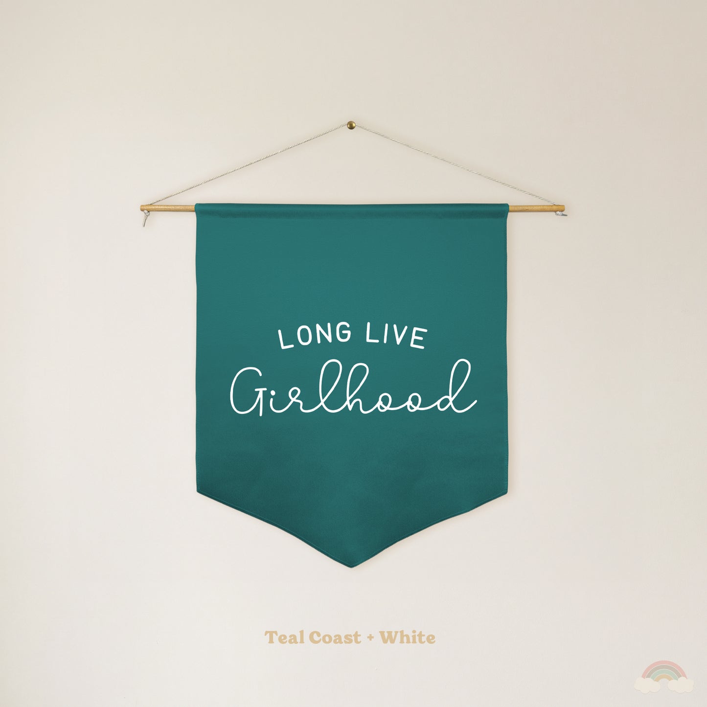 Long Live Girlhood Pennant | Girls Room Decor Hanging Wall Pennant for Nursery or Playroom