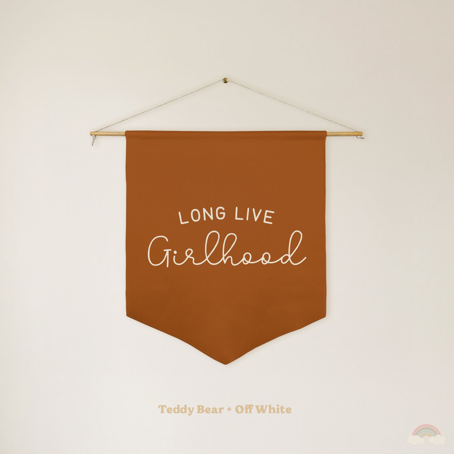 Long Live Girlhood Pennant | Girls Room Decor Hanging Wall Pennant for Nursery or Playroom