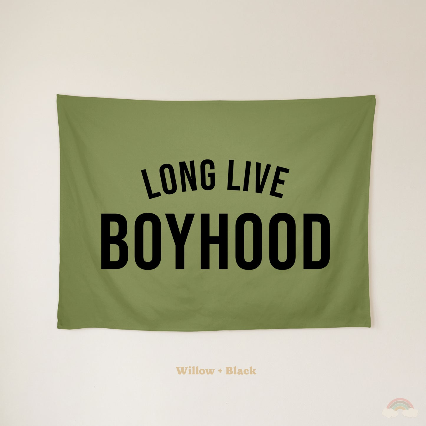 Long Live Boyhood Banner | Boys Room Decor Wall Flag for Nursery or Playroom