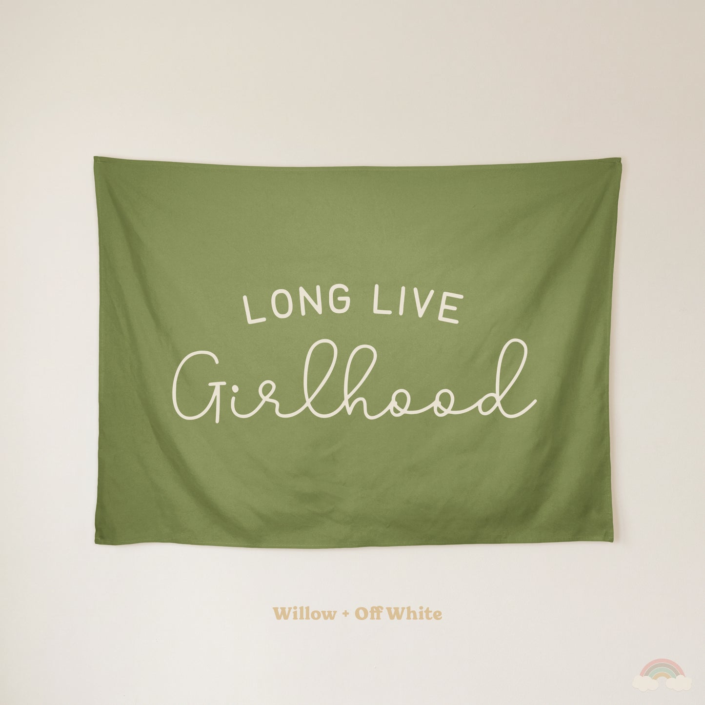 Long Live Girlhood Banner | Girls Room Decor Wall Flag for Nursery or Playroom